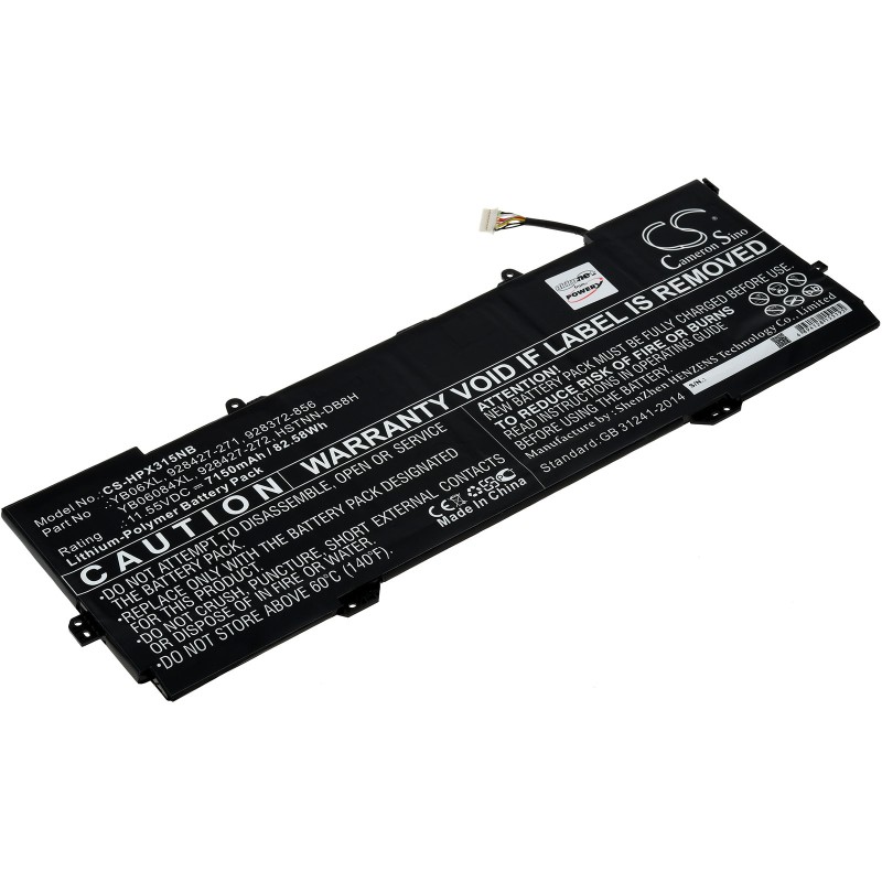 Μπαταρία για Laptop HP Spectre X360 15-ch002ng, X360 15-ch032ng, Type YB06XL and others. 7150mAh/82,6Wh