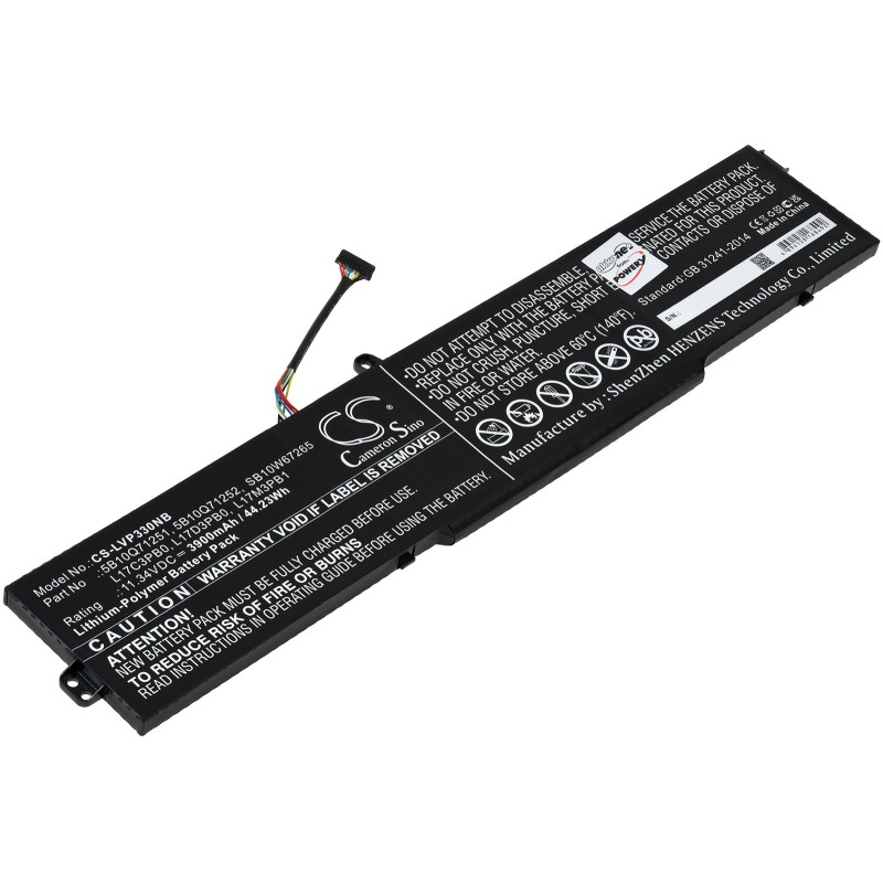 Μπαταρία για Laptop Lenovo IdeaPad 330-15ICH(81FK003XM), Ideapad 330-15ICH(81FK0041GE), Type L17M3PB1 3900mAh/44,2Wh