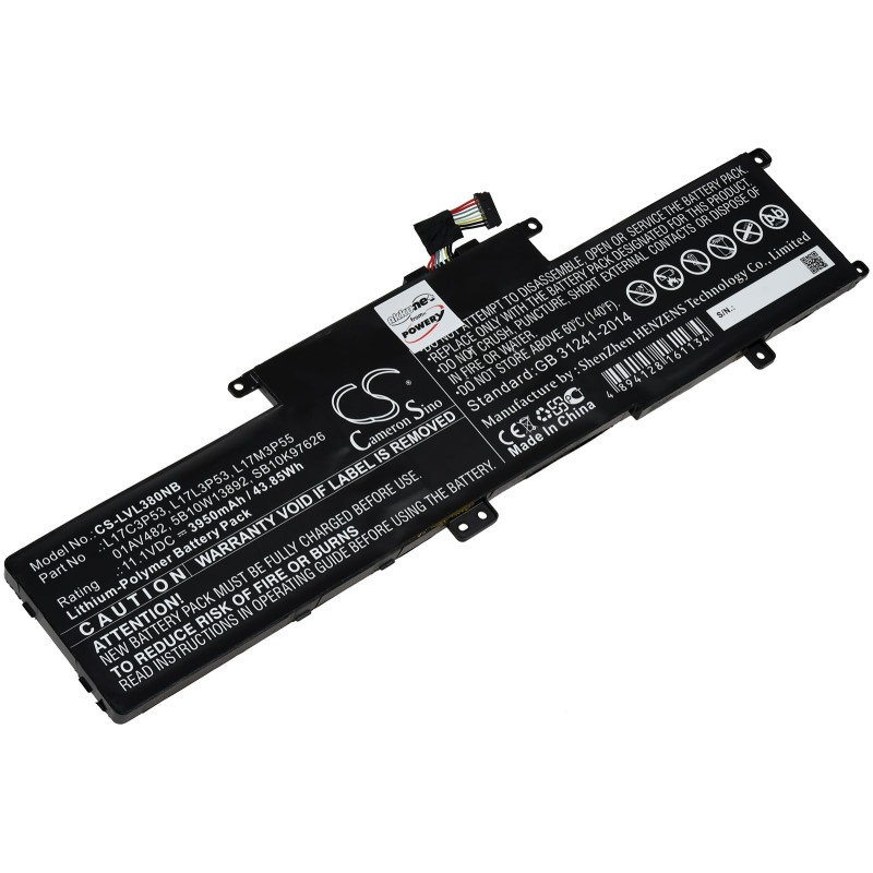 Μπαταρία για Laptop Lenovo ThinkPad L380-20M50044AU, L380-20M50019AU, Type L17L3P53 and others. 3950mAh/44Wh
