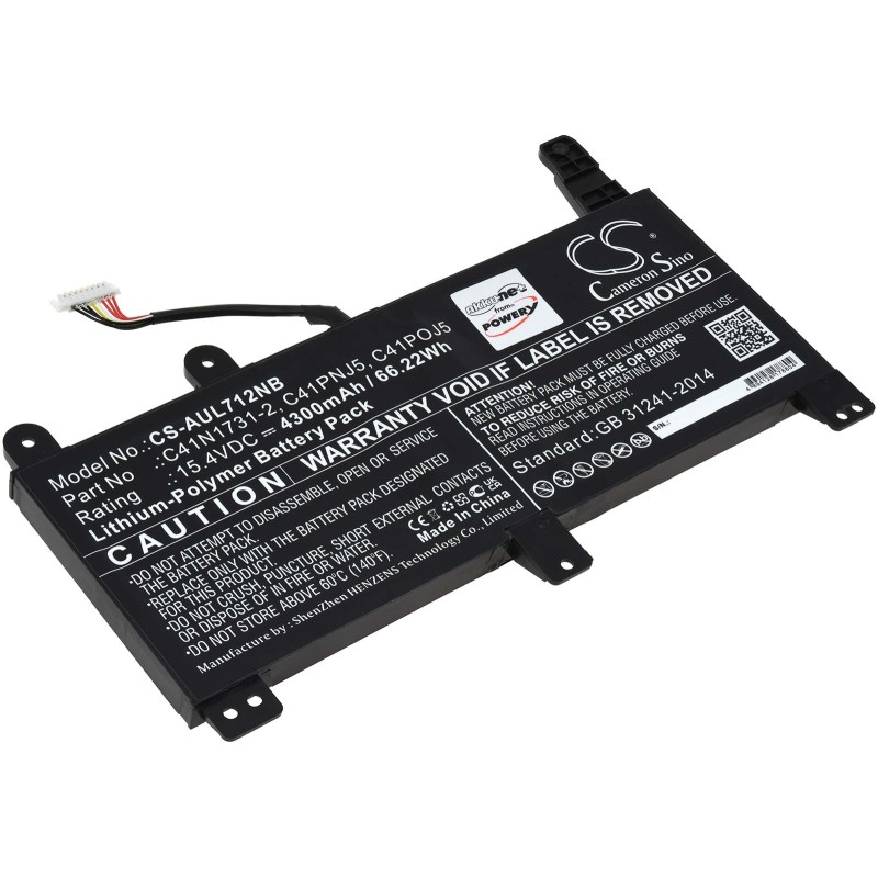 Μπαταρία για gaming laptop Asus ROG Strix G712LW-EV251T, type C41N1731-2 4300mAh/66,2Wh