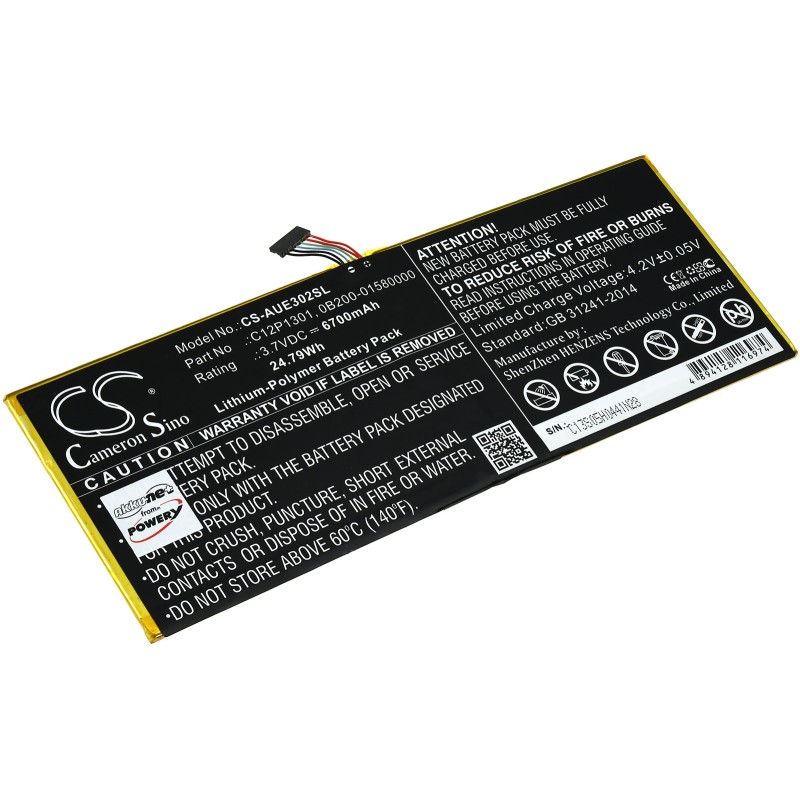 Μπαταρία για Tablet Asus MeMO Pad 10.1 (ME302C), Type C12P1301 and others. 6700mAh/24,8Wh