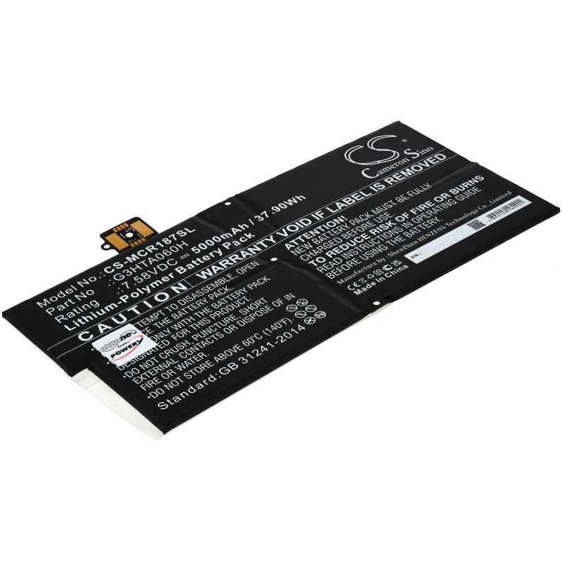 Μπαταρία για keyboard tablet Microsoft Surface Pro X 1876, type G3HTA060H 5000mAh/38Wh