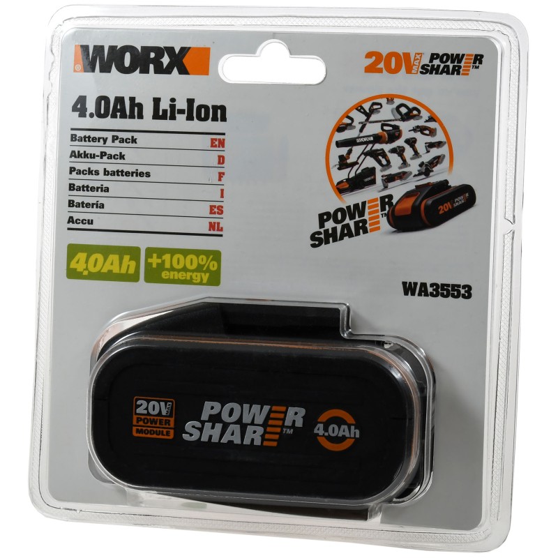 WORX WA3664 20V 4.0Ah Li-Ion battery 4000mAh/80Wh