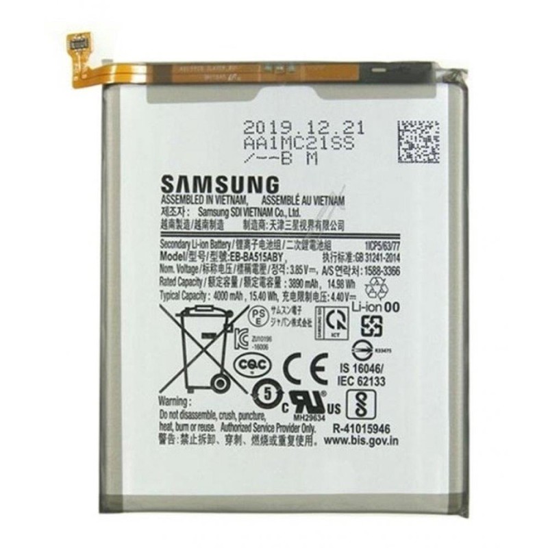 Samsung A515F Galaxy A51 - Original Battery 4000mAh Service Pack GH82-21668A EB-BA515ABY Samsung A515F Galaxy A51 - Original Battery 4000mAh Service Pack GH82-21668A EB-BA515ABY