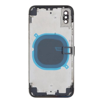 Apple iPhone X - Back battery door cover middle frame housing with small parts Black HQ OEM with Logo Apple iPhone X - Back battery door cover middle frame housing with small parts Black HQ OEM with Logo