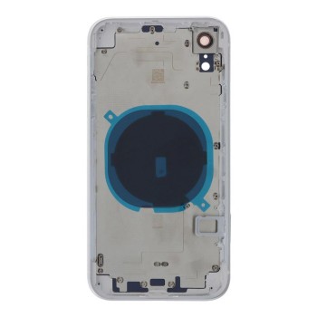 Apple iPhone XR - Back battery door cover middle frame housing with small parts White HQ OEM without Logo Apple iPhone XR - Back battery door cover middle frame housing with small parts White HQ OEM without Logo