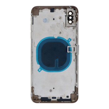 Apple iPhone XS Max - Back battery door cover middle frame housing with small parts White HQ OEM with Logo Apple iPhone XS Max - Back battery door cover middle frame housing with small parts White HQ OEM with Logo