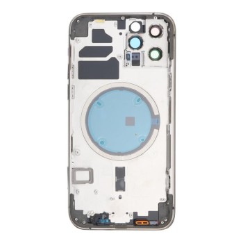 Apple iPhone 12 Pro - Back battery door cover middle frame housing with small parts Black OEM with Logo Apple iPhone 12 Pro - Back battery door cover middle frame housing with small parts Black OEM with Logo
