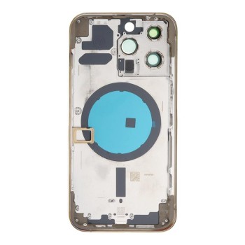 Apple iPhone 13 Pro - Back battery door cover middle frame housing with small parts Gold OEM with Logo Apple iPhone 13 Pro - Back battery door cover middle frame housing with small parts Gold OEM with Logo
