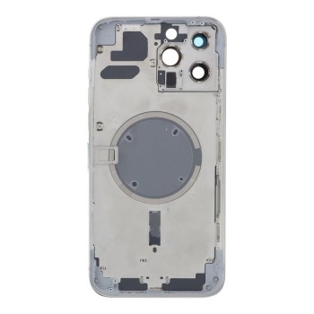 APPLE iPhone 13 Pro Max - Back battery door cover middle frame housing with small parts White OEM with Logo APPLE iPhone 13 Pro Max - Back battery door cover middle frame housing with small parts White OEM with Logo