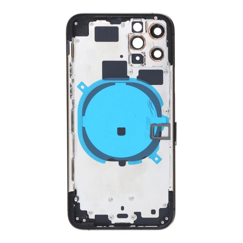 Apple iPhone 11 Pro - Back battery door cover middle frame housing with small parts Black HQ OEM with Logo Apple iPhone 11 Pro - Back battery door cover middle frame housing with small parts Black HQ OEM with Logo