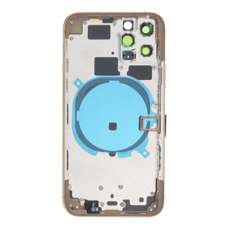 Apple iPhone 11 Pro - Back battery door cover middle frame housing with small parts Gold OEM with Logo Apple iPhone 11 Pro - Back battery door cover middle frame housing with small parts Gold OEM with Logo