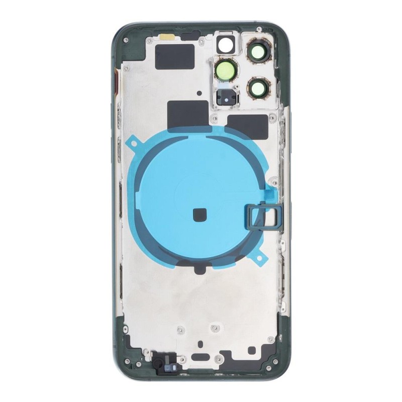 Apple iPhone 11 Pro - Back battery door cover middle frame housing with small parts Green OEM with Logo Apple iPhone 11 Pro - Back battery door cover middle frame housing with small parts Green OEM with Logo