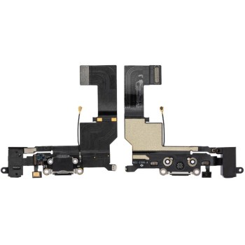 Apple iPhone 5S - Charging Flex Cable Connector + microphone Audio Jack Black Original