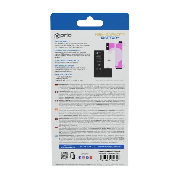 Apple iPhone 12 Mini - Prio High Capacity Battery Li-Poly 2460mAh Apple iPhone 12 Mini - Prio High Capacity Battery Li-Poly 2460mAh